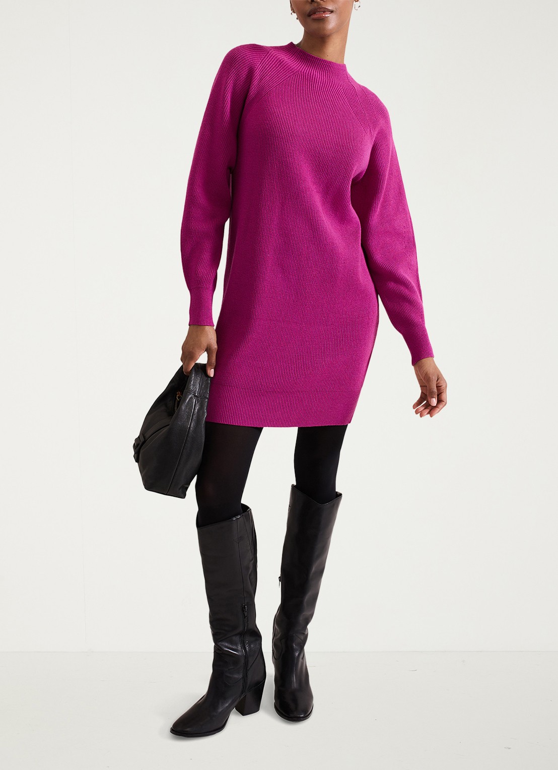 Phase Eight Eliana mini grofgebreide trui-jurk - detail 4 donkerroze