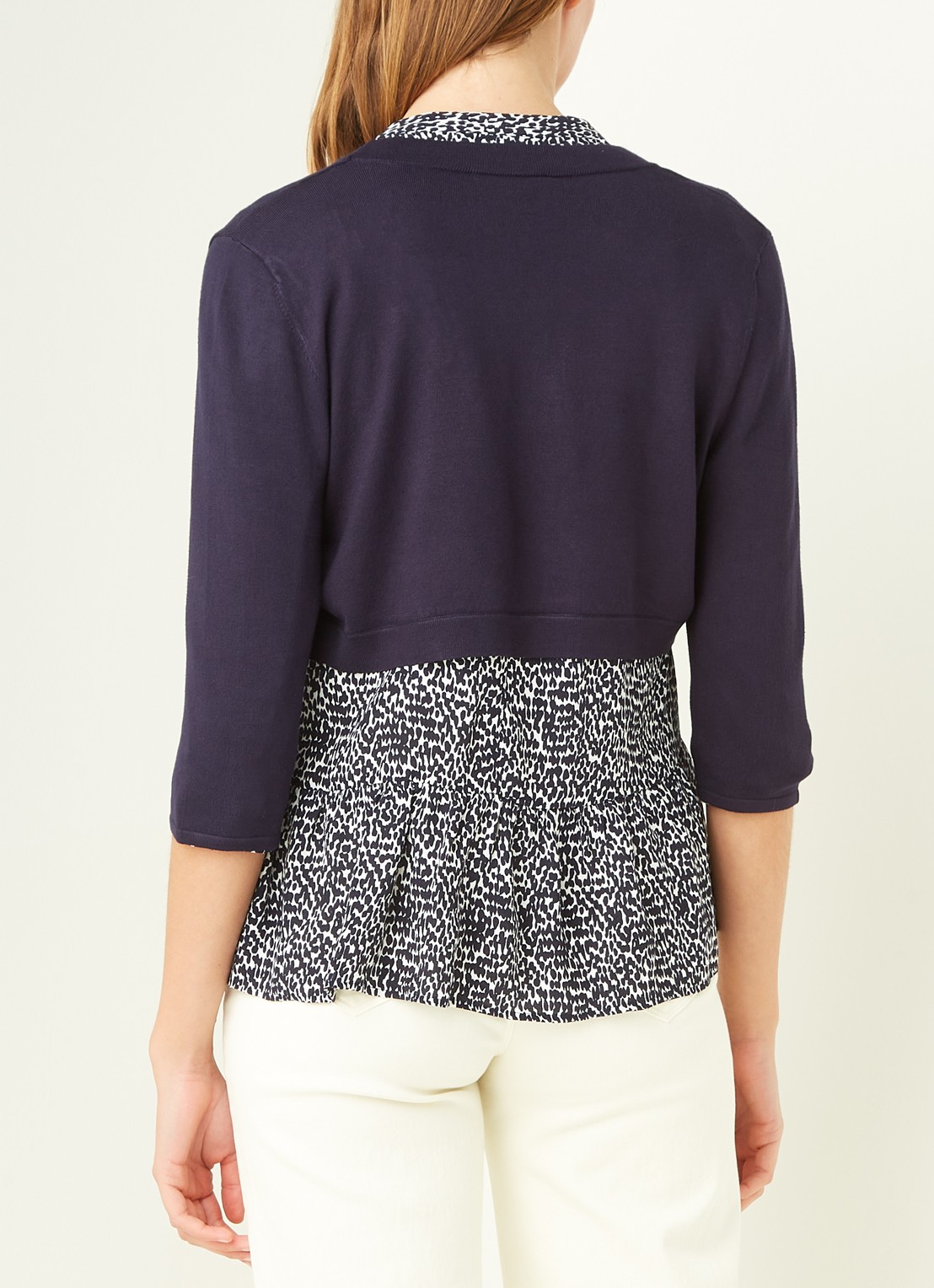 Phase Eight Elisha openvallende bolero met stretch - achterkant 4 donkerblauw