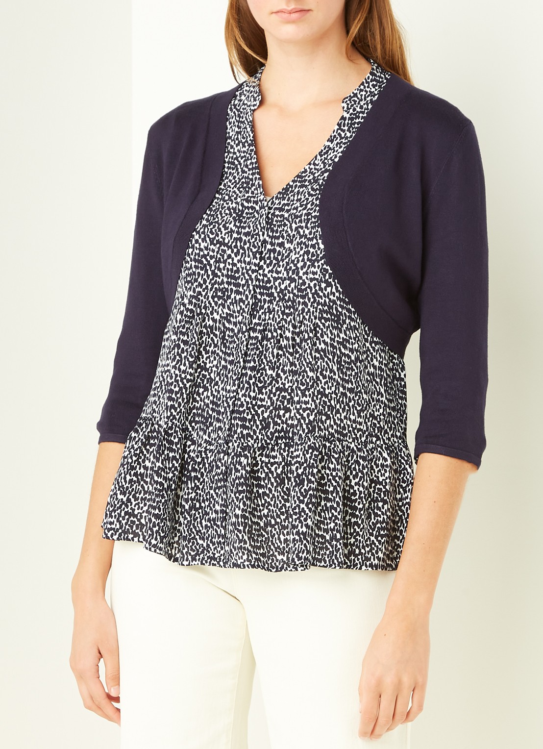 Phase Eight Elisha openvallende bolero met stretch - detail donkerblauw