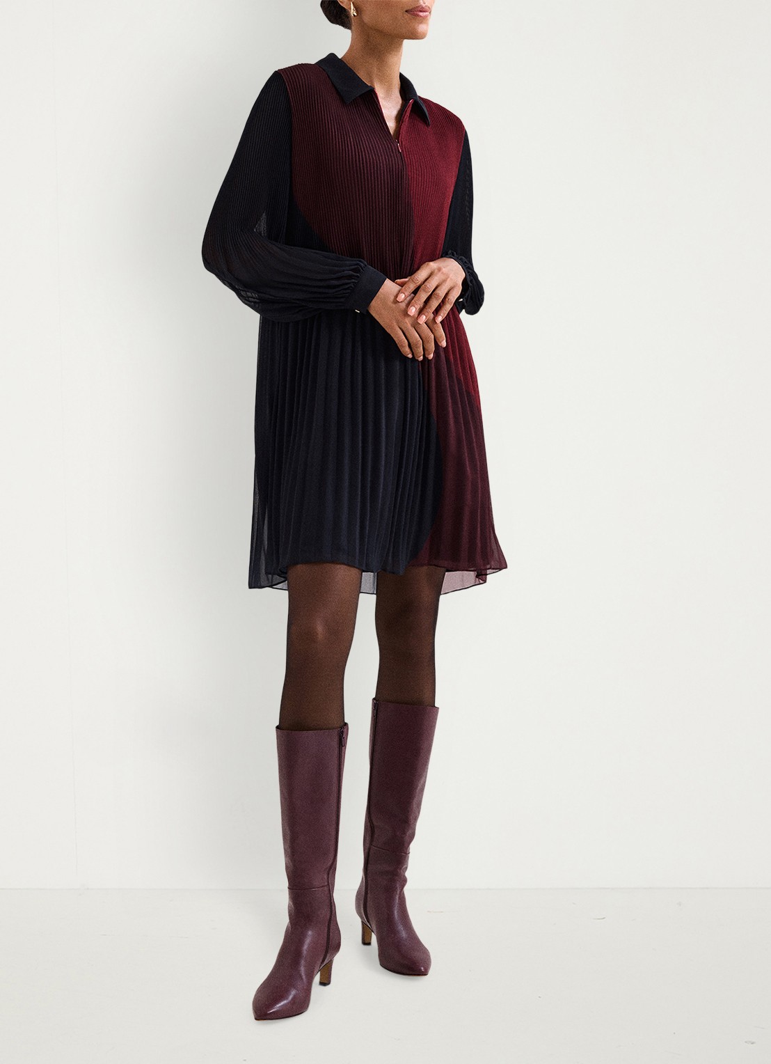 Phase Eight Ella mini jurk met colour blocking - voorkant 7 rood