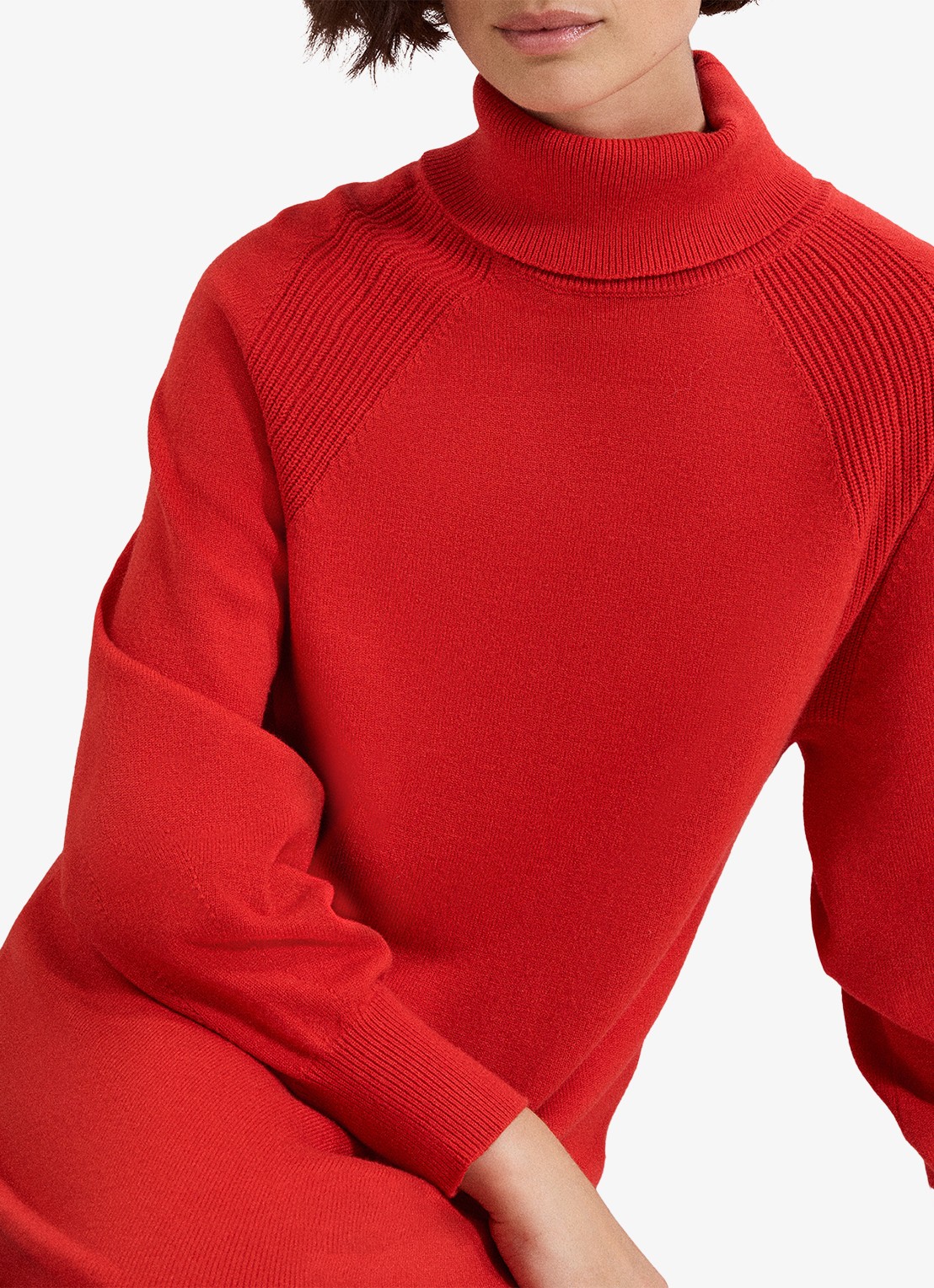 Phase Eight Ellie fijngebreide mini jurk met col  - detail 5 oranjerood