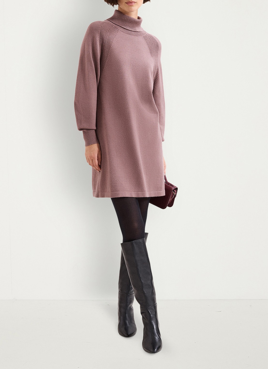 Phase Eight Ellie mini jurk met ballonmouw - voorkant 7 taupe