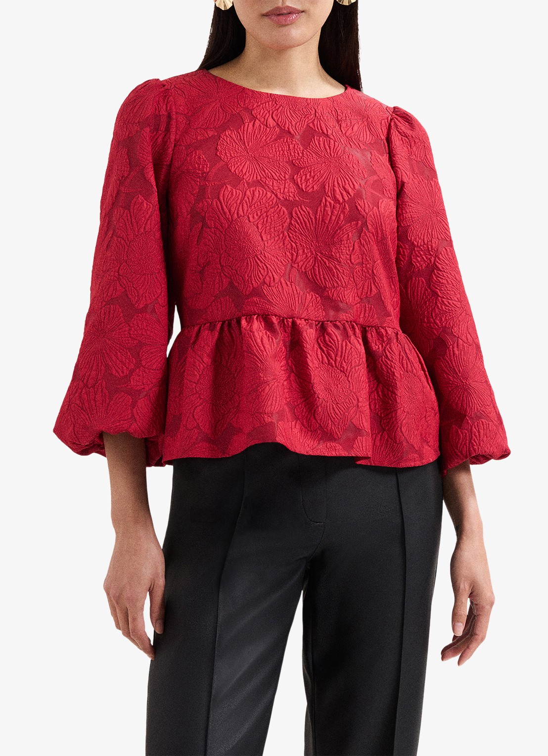 Phase Eight Ellis top met bloemenprint - detail 4 donkerrood