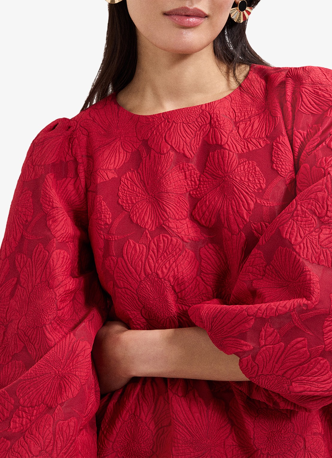 Phase Eight Ellis top met bloemenprint - detail 5 donkerrood