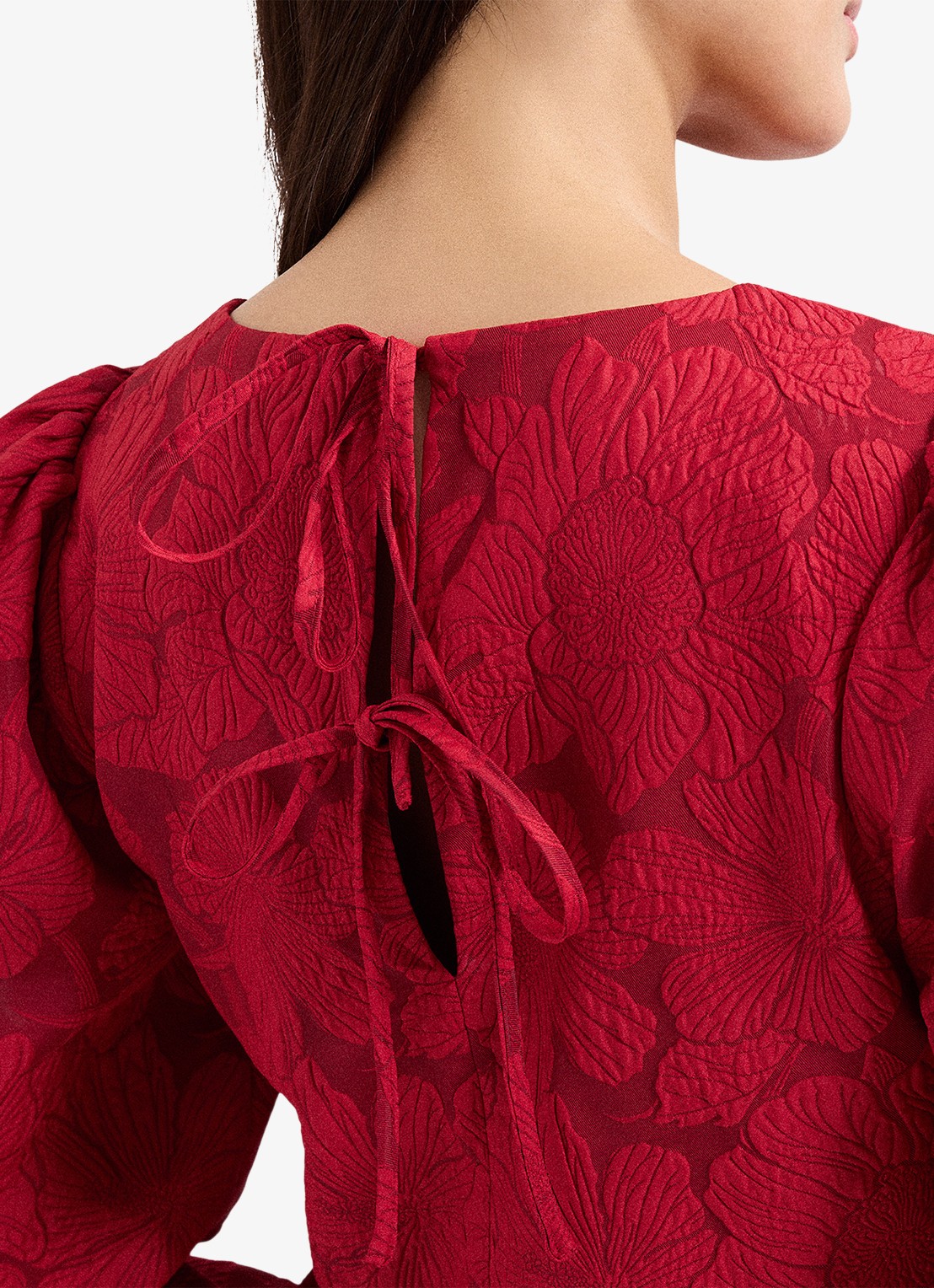 Phase Eight Ellis top met bloemenprint - detail 6 donkerrood