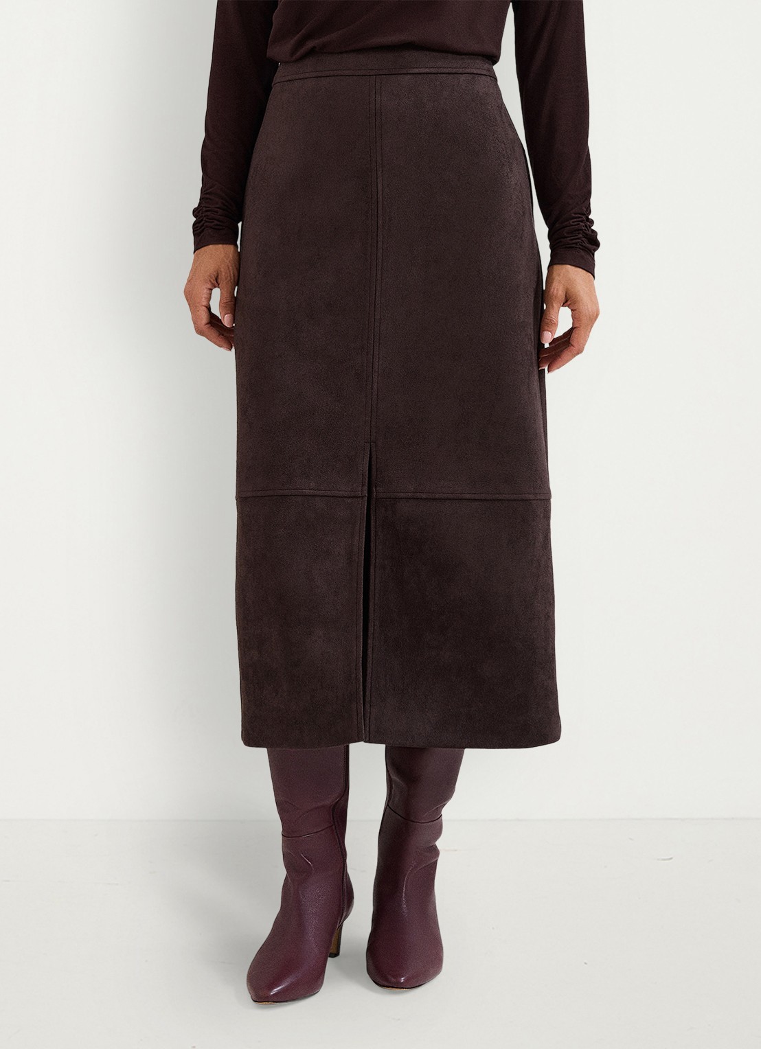 Phase Eight Elodie midi rok met split - detail 2 bruin