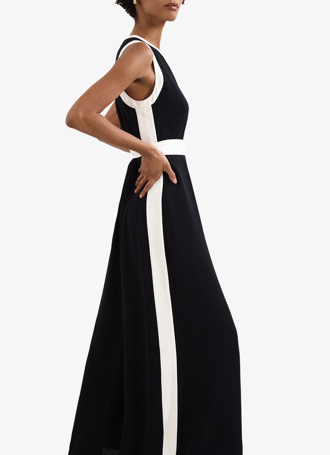 Phase Eight Elowen wide fit jumpsuit net strikceintuur - detail 5 zwart