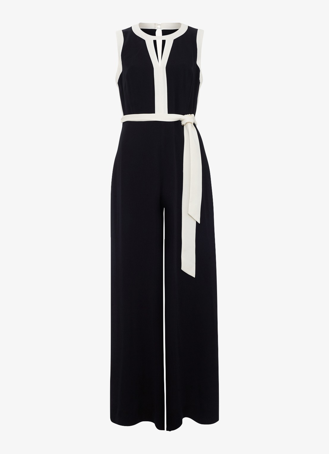 Phase Eight Elowen wide fit jumpsuit net strikceintuur - voorkant zwart