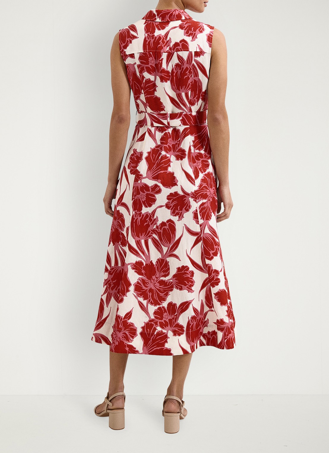 Phase Eight Elspeth midi jurk met bloemenprint - achterkant 8 rood