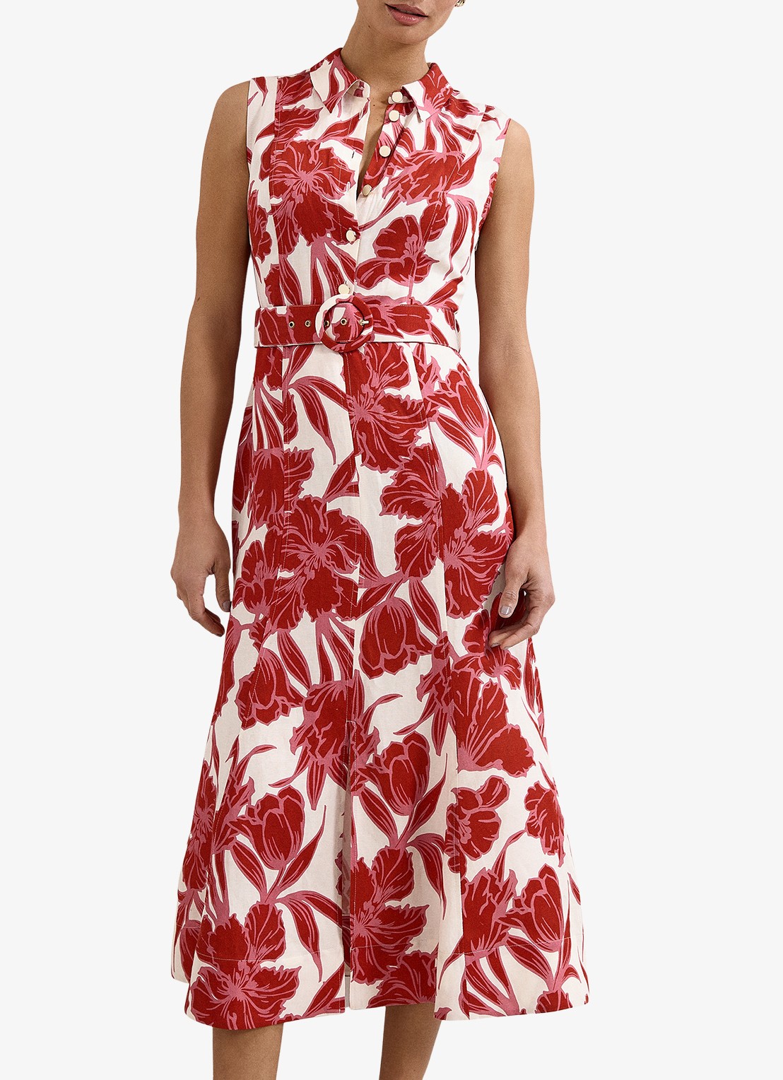 Phase Eight Elspeth midi jurk met bloemenprint - detail 3 rood