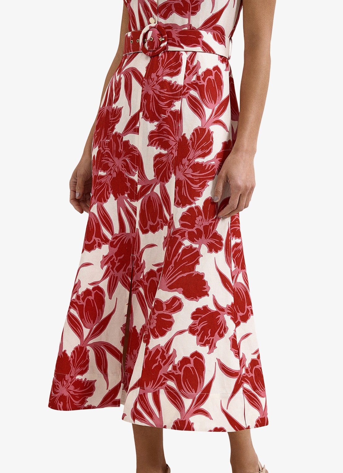 Phase Eight Elspeth midi jurk met bloemenprint - detail 7 rood