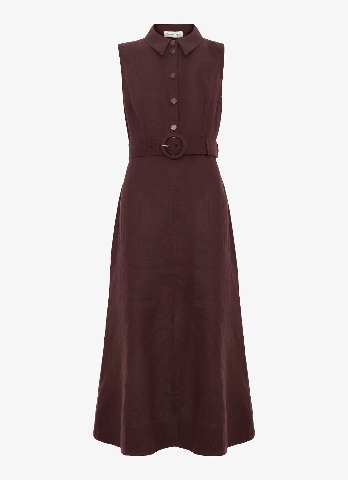 Phase Eight Elspeth midi jurk met ceintuur - voorkant 3 chocoladebruin