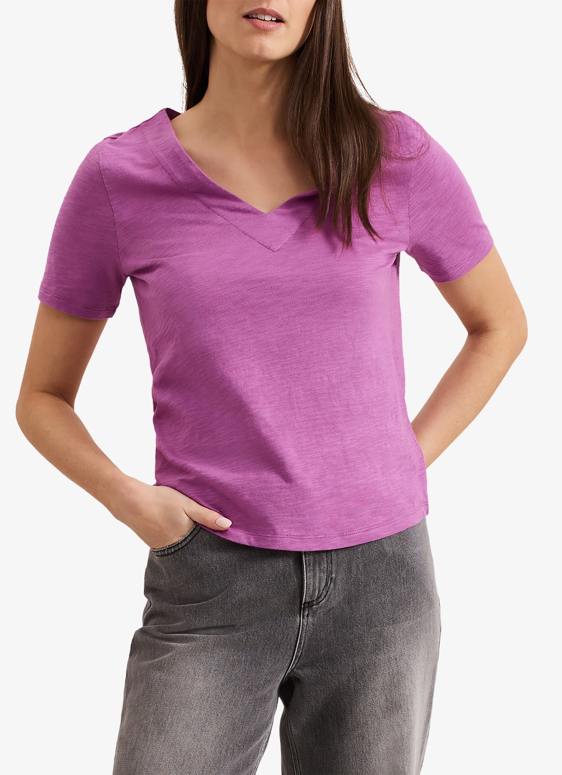 Phase Eight Elspeth T-shirt met V-hals - voorkant paars