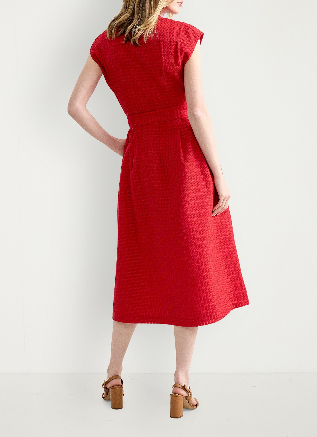 Phase Eight Elvira midi jurk met structuur - achterkant 3 rood