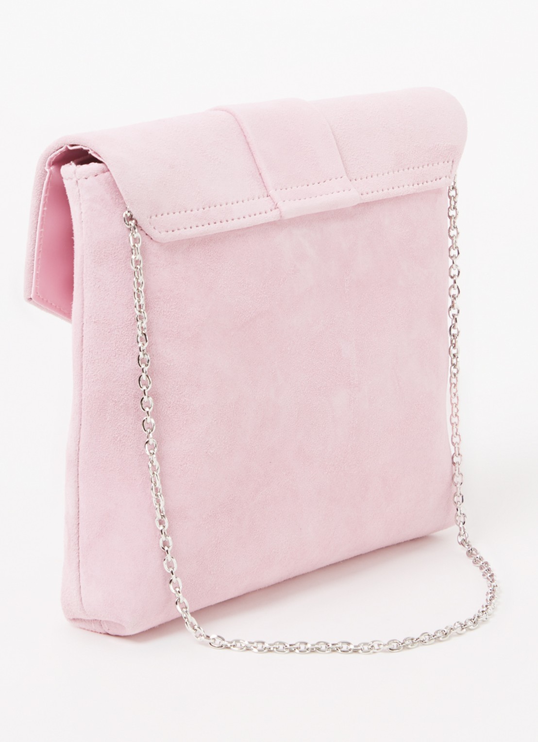 Phase Eight Embellished clutch van suède met strass - achterkant 4 lichtroze