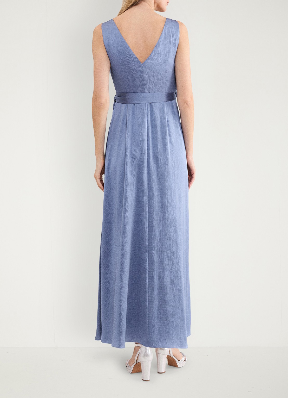 Phase Eight Emlyn maxi wikkeljurk met plooien - achterkant lichtblauw
