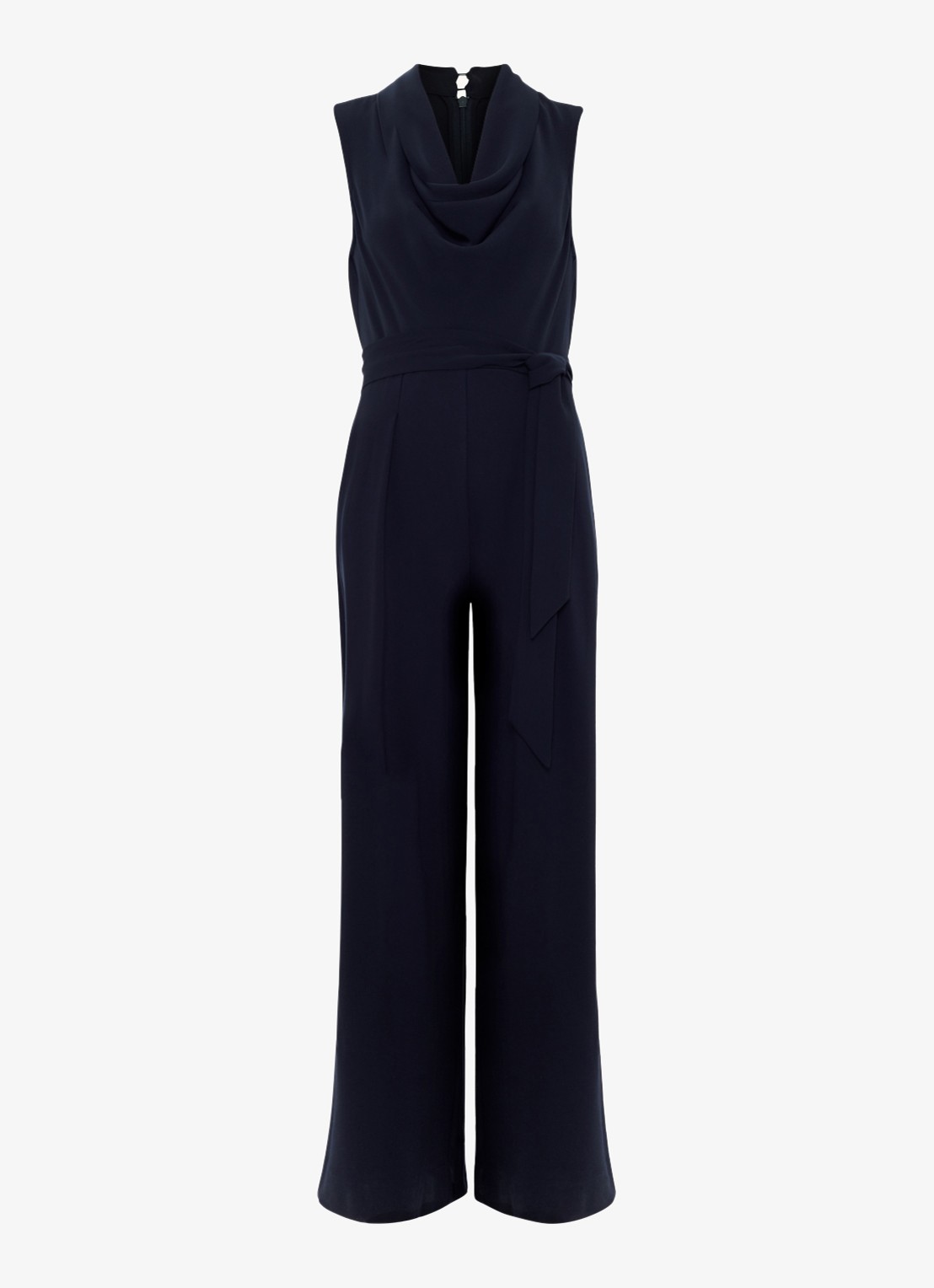Phase Eight Emry wide fit jumpsuit met strikceintuur - voorkant 6 donkerblauw