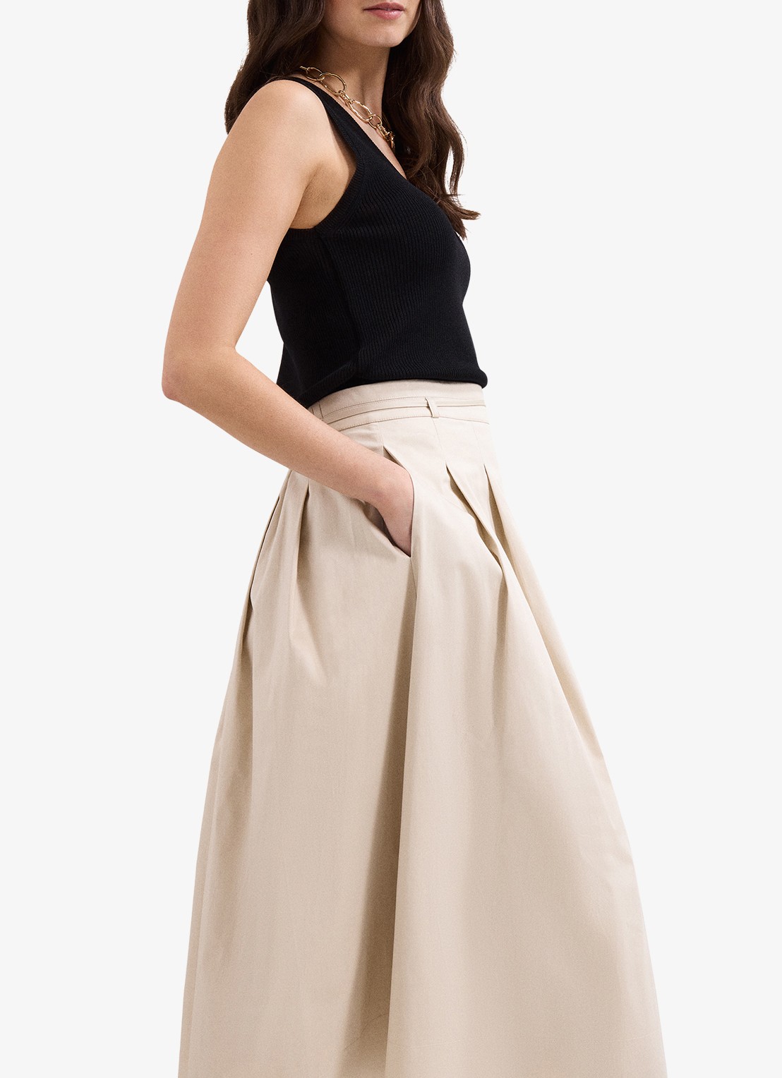 Phase Eight Erin midi rok met steekzakken - detail 3 creme