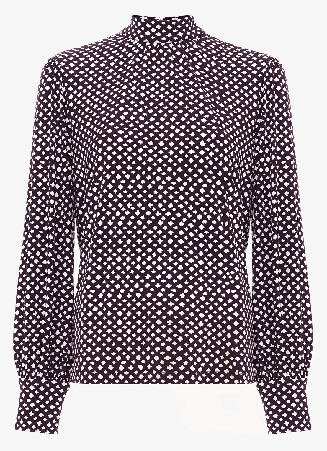 Phase Eight Esme blouse met grafische print - voorkant 6 paars