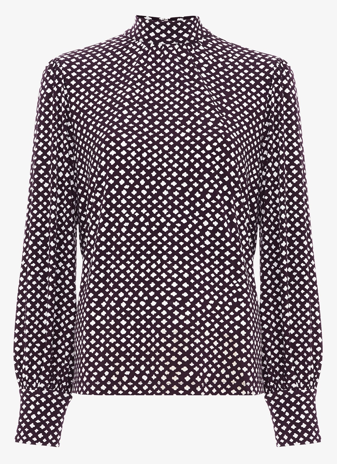 Phase Eight Esme blouse met stippenprint - voorkant 6 paars