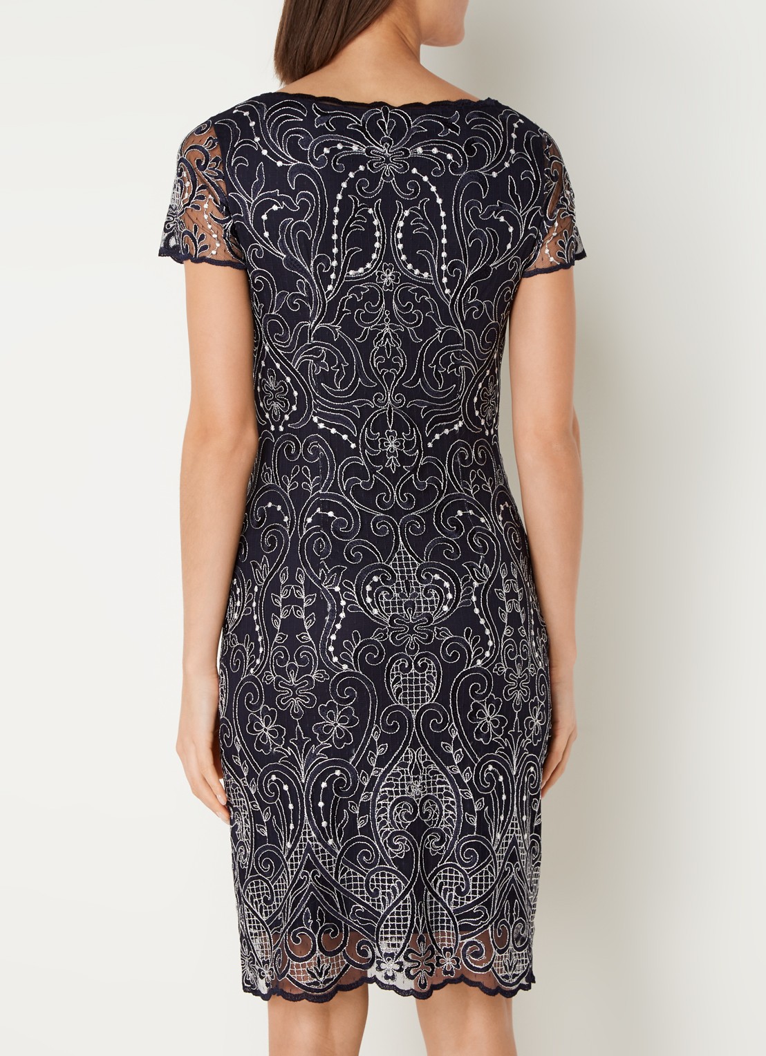 Phase Eight Esme Emb Dress Navy/Ivory 08 - achterkant donkerblauw
