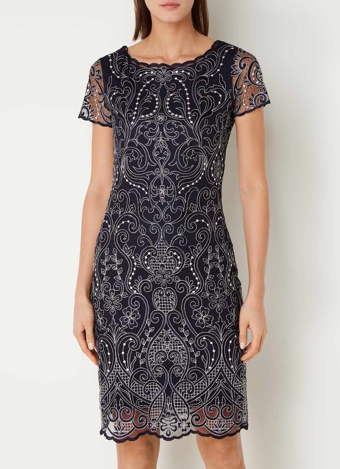 Phase Eight Esme Emb Dress Navy/Ivory 08 - detail 2 donkerblauw