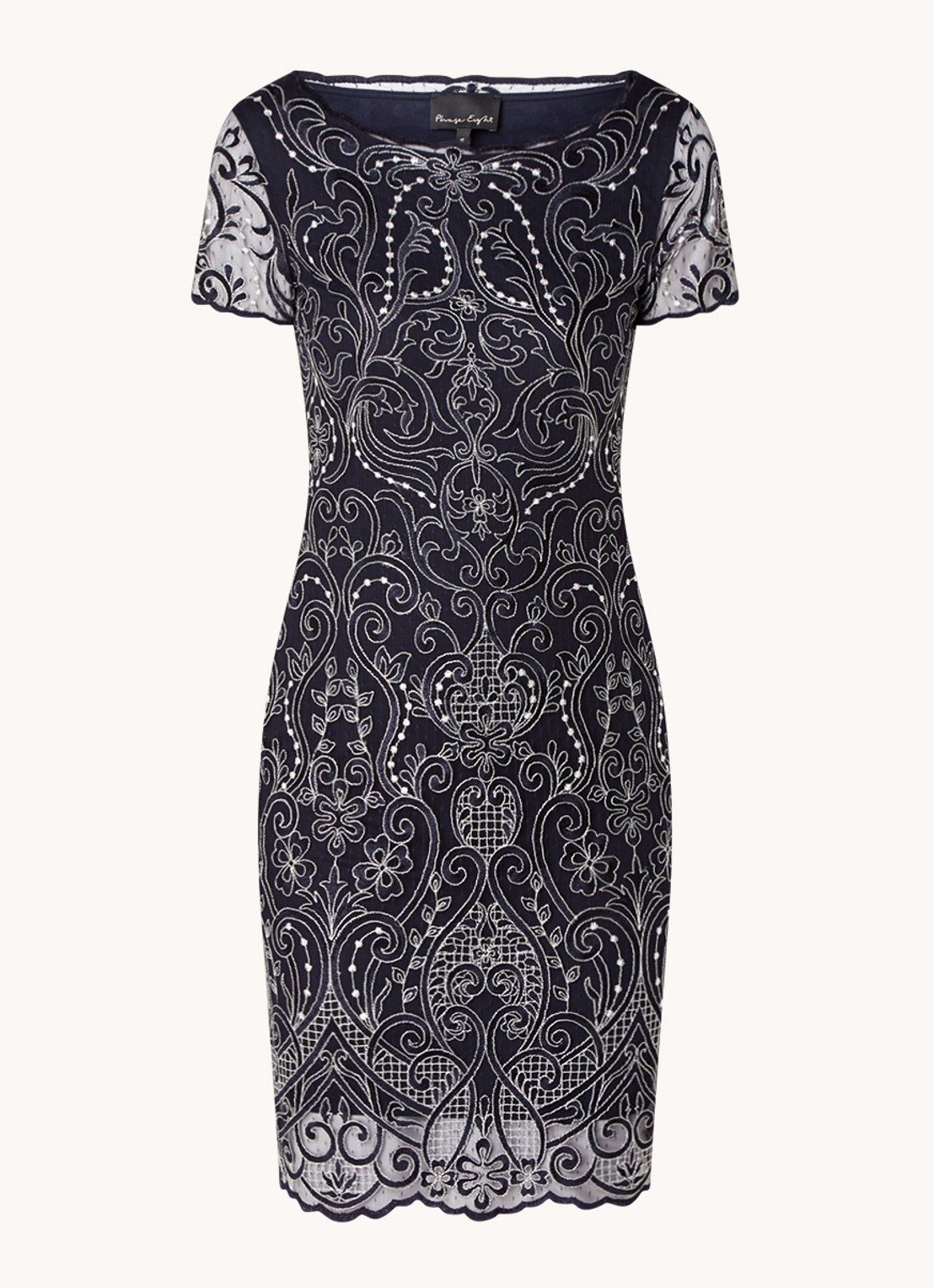 Phase Eight Esme Emb Dress Navy/Ivory 08 - voorkant 3 donkerblauw