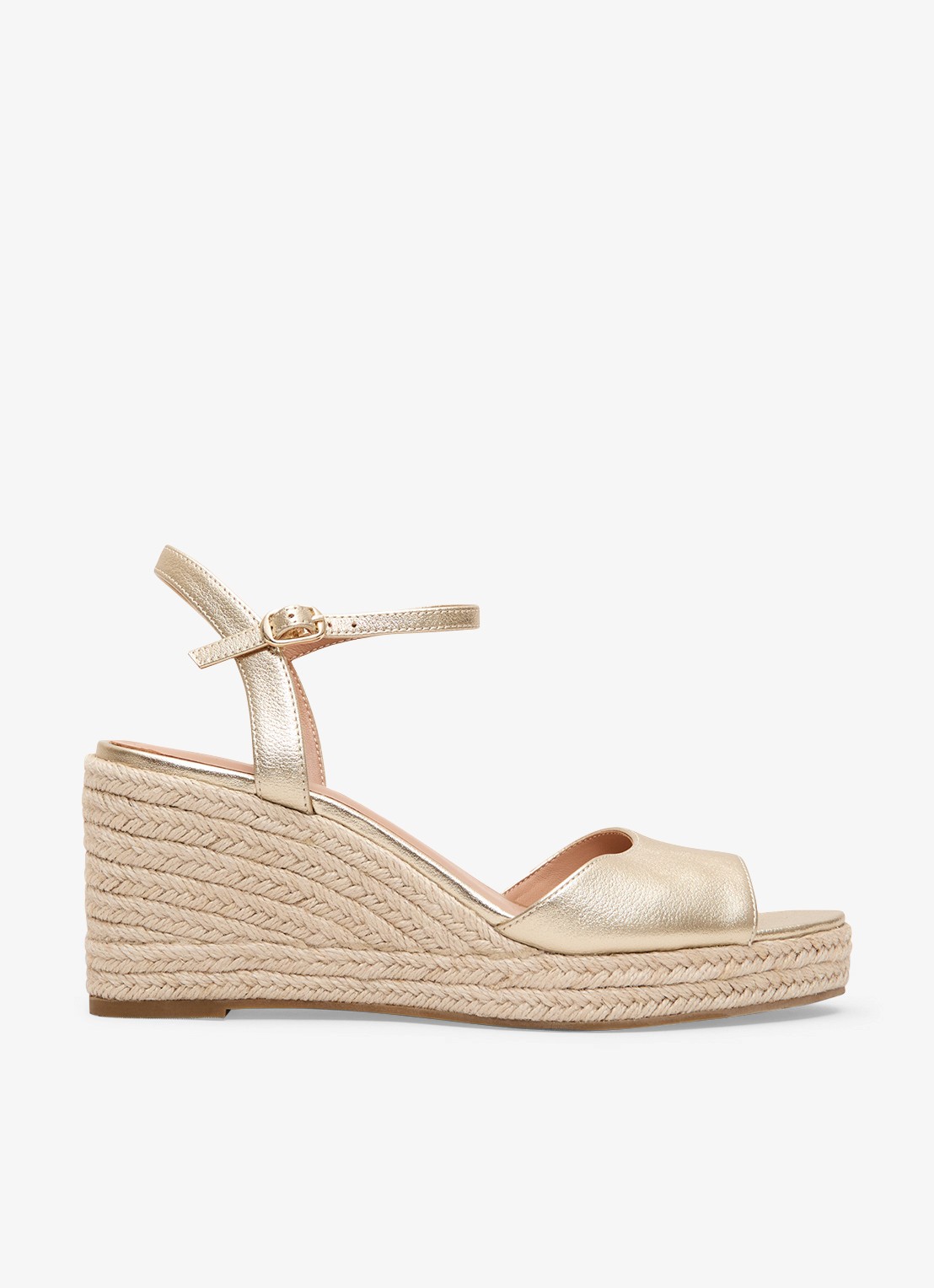 Phase Eight Espadrilles van leer met metallic finish - voorkant goud