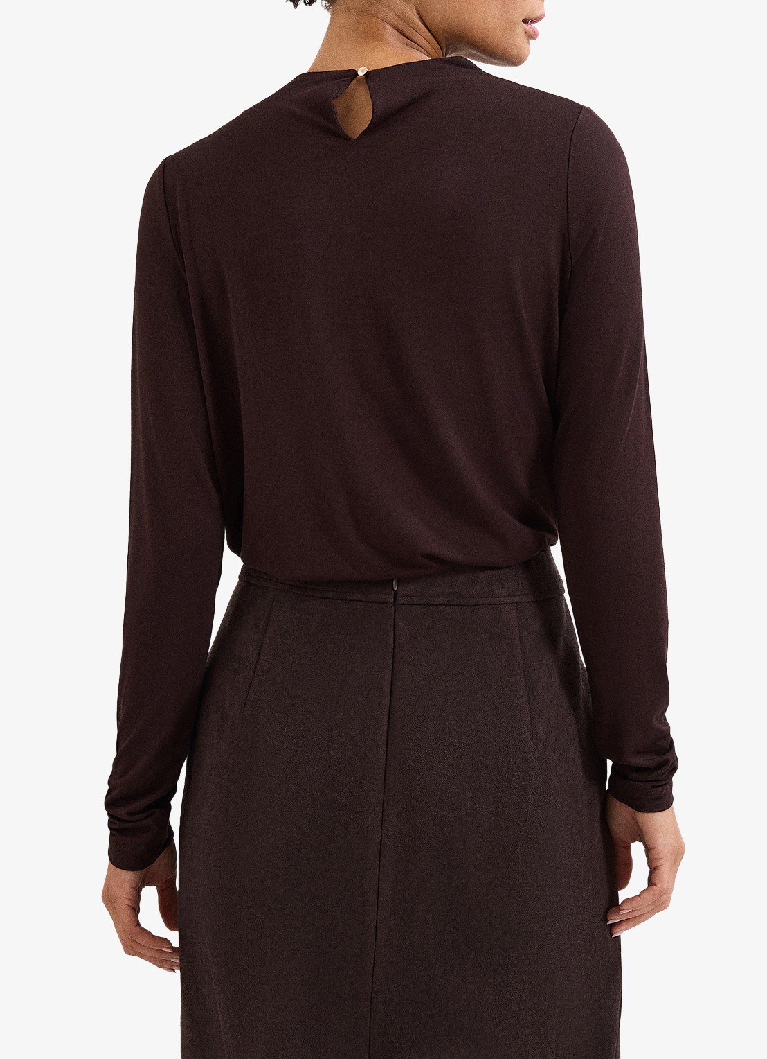 Phase Eight Etta top met plooidetail - achterkant 8 donkerbruin