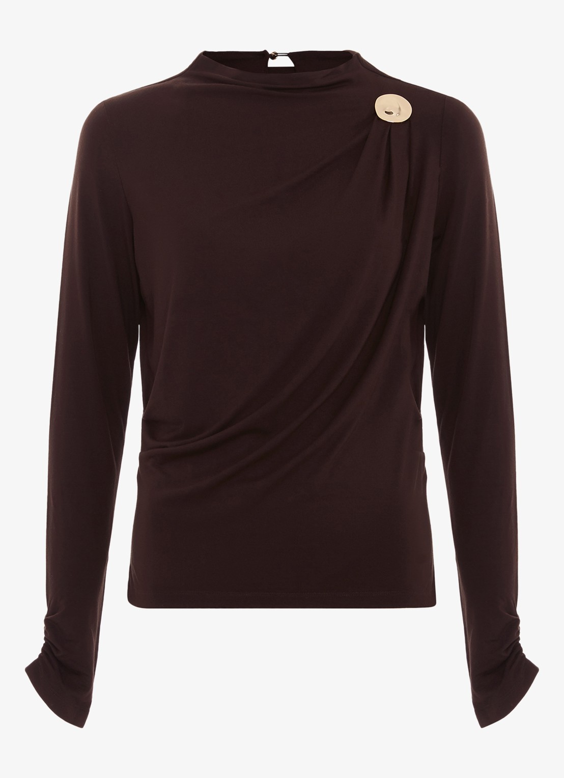 Phase Eight Etta top met plooidetail - voorkant donkerbruin