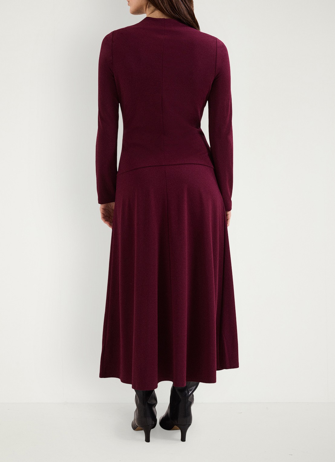 Phase Eight Eugenia midi jurk met plooien  - achterkant 3 burgundy