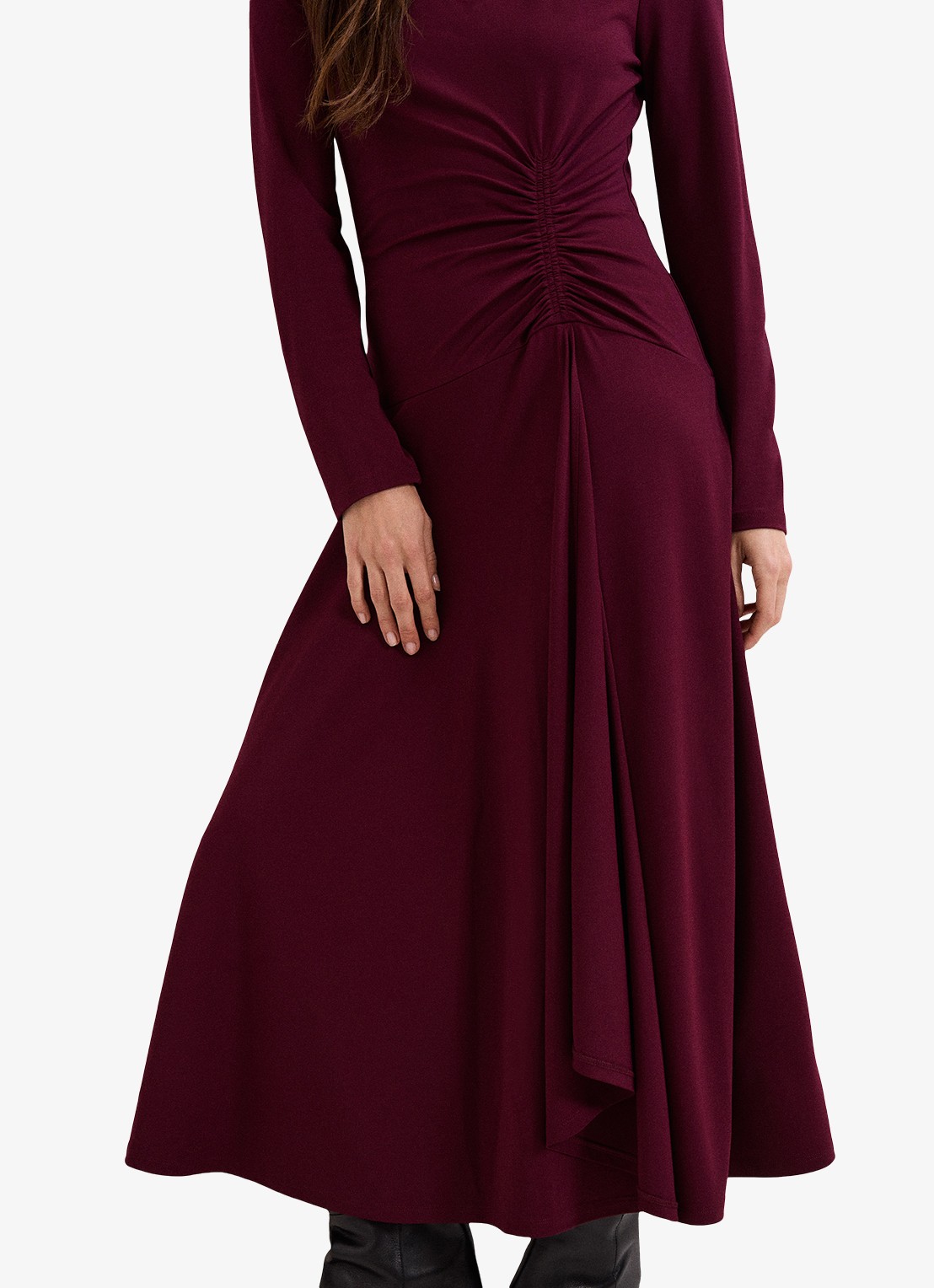 Phase Eight Eugenia midi jurk met plooien  - detail 5 burgundy