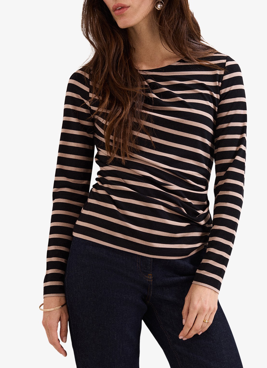 Phase Eight Everly top met streepprint - detail 3 zwart
