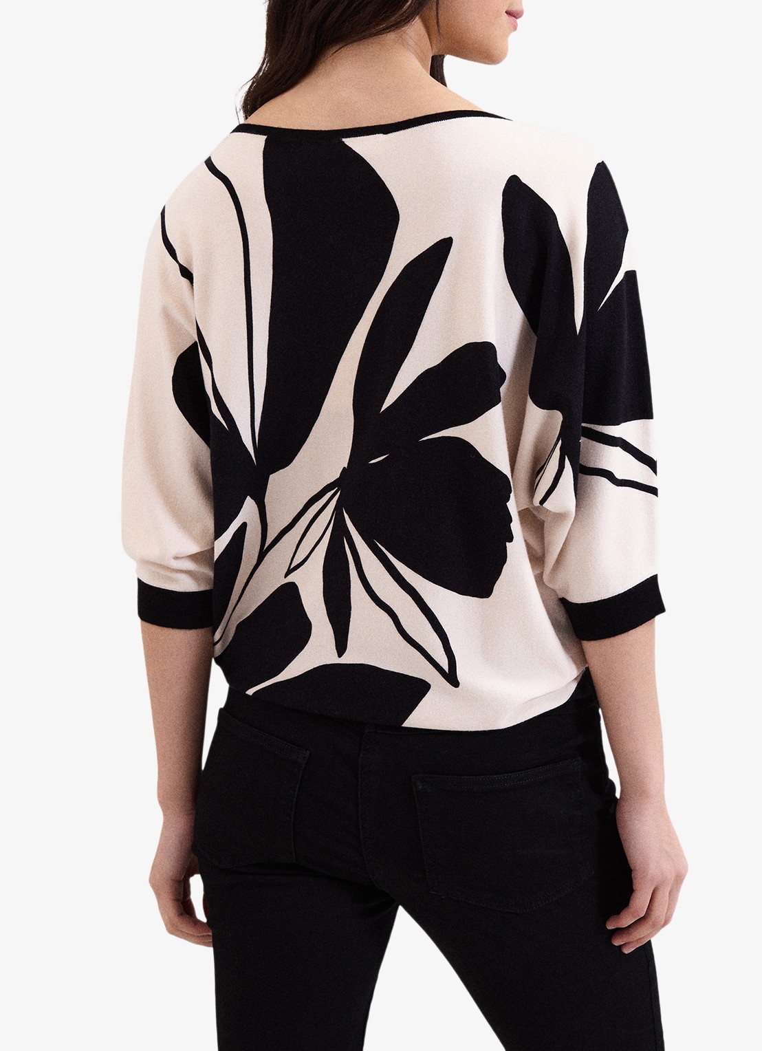 Phase Eight Faith Floral fijngebreide trui met print - achterkant zwart