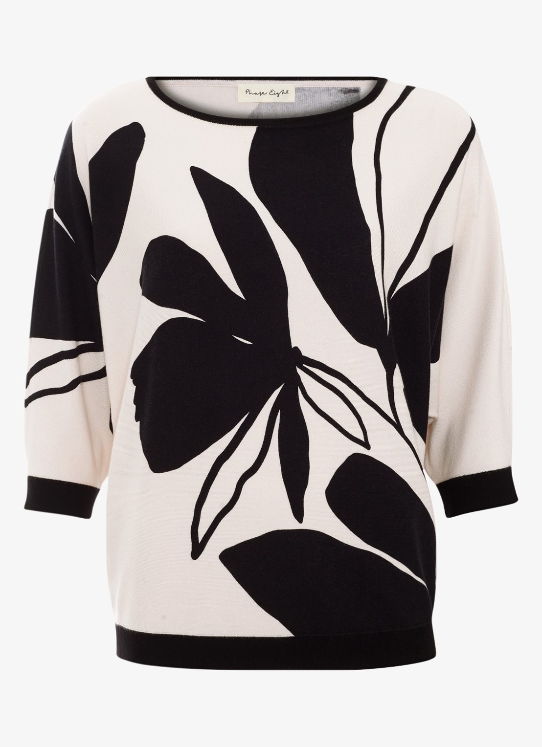 Phase Eight Faith Floral fijngebreide trui met print - voorkant 2 zwart