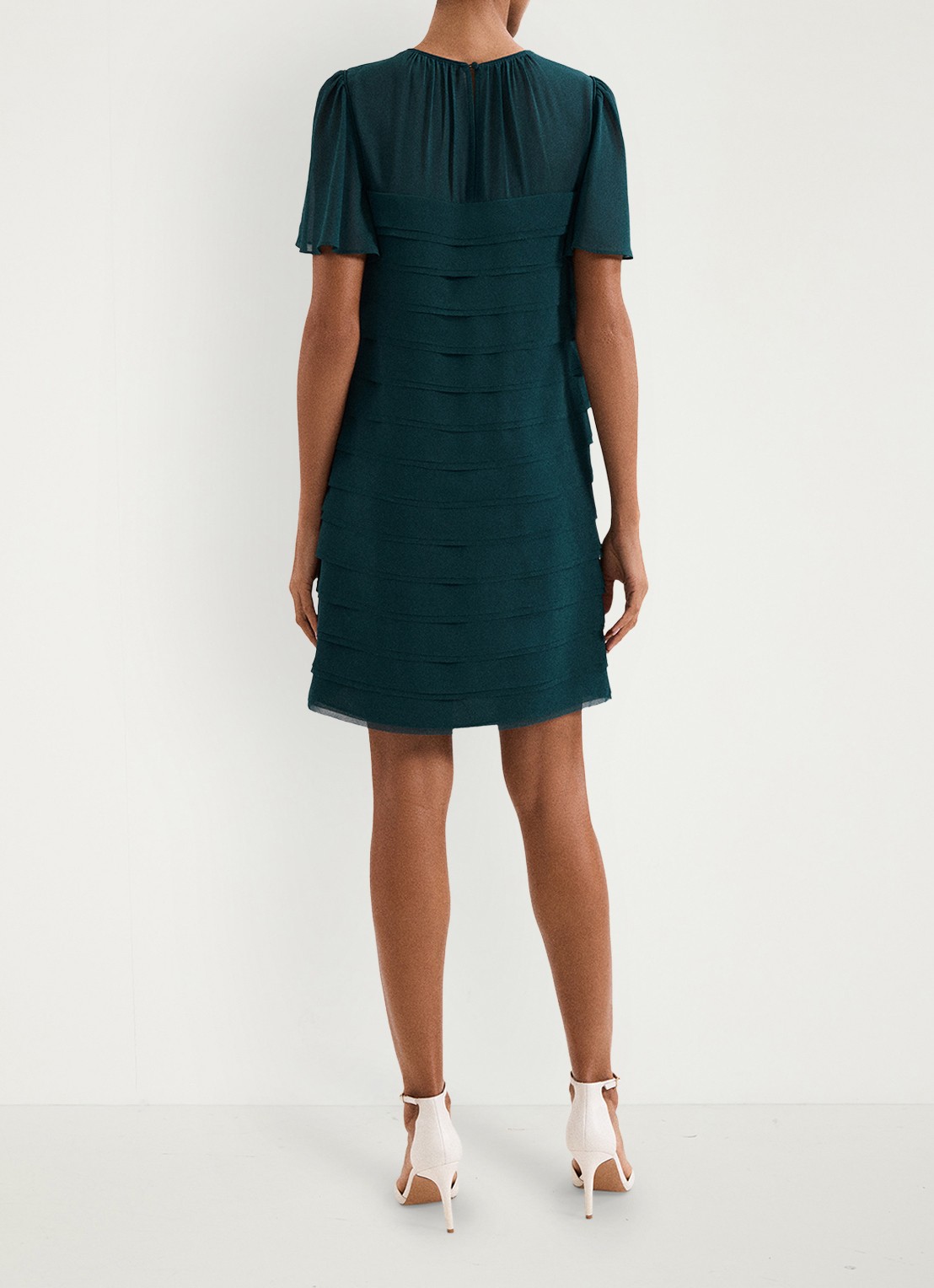 Phase Eight Fallon mini jurk met plooien - achterkant 6 zeegroen