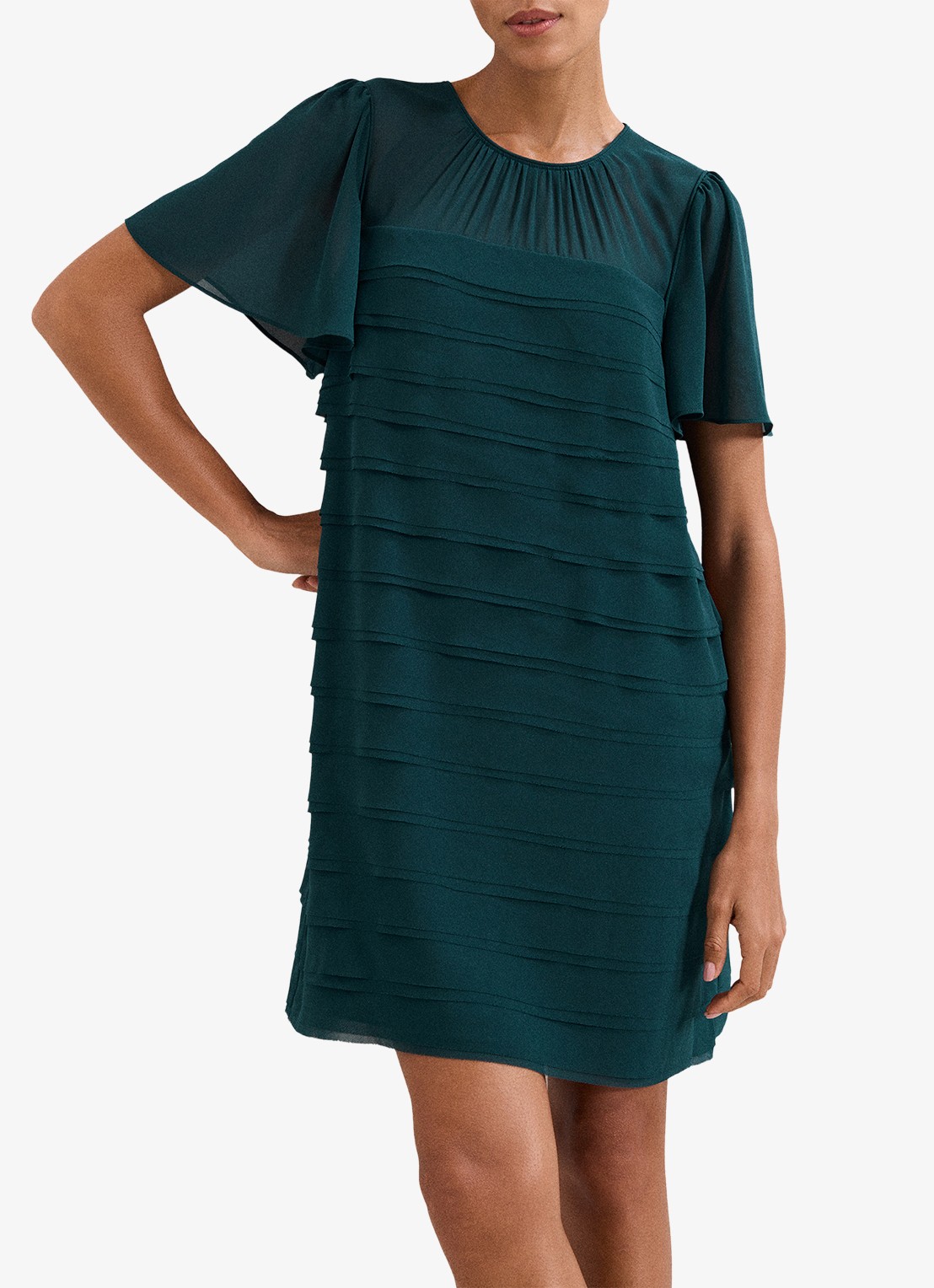 Phase Eight Fallon mini jurk met plooien - detail 3 zeegroen
