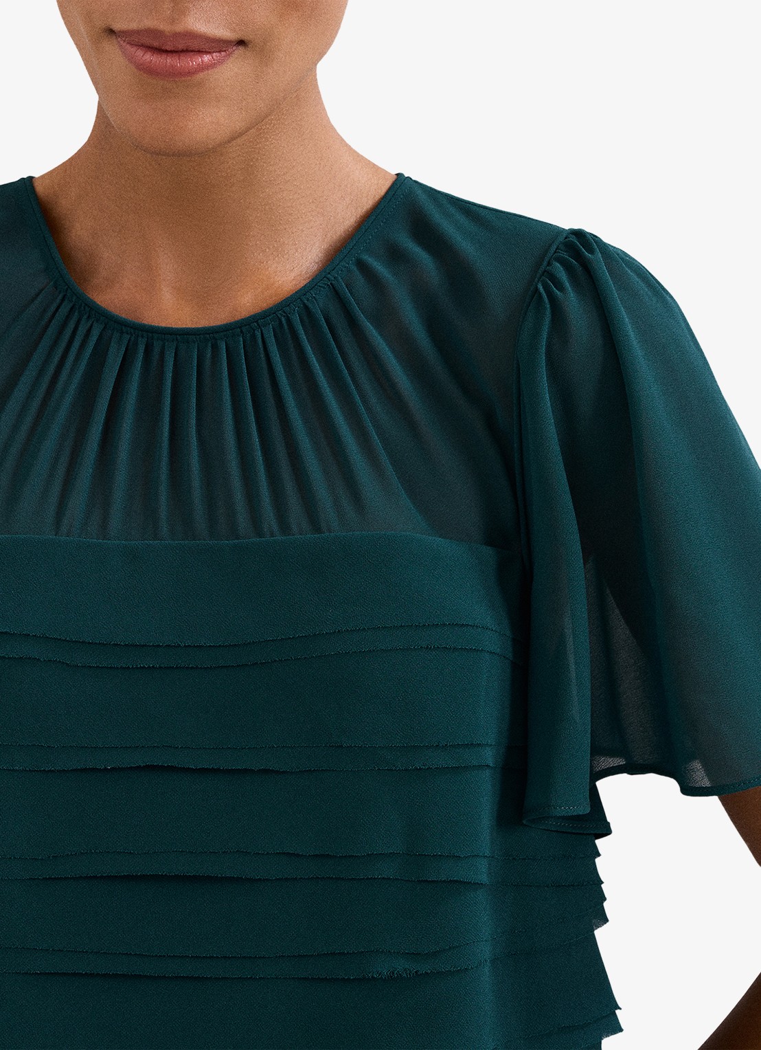 Phase Eight Fallon mini jurk met plooien - detail 4 zeegroen