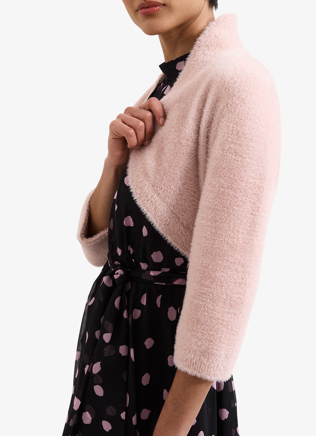 Phase Eight Fay fijngebreide bolero - detail 4 oudroze