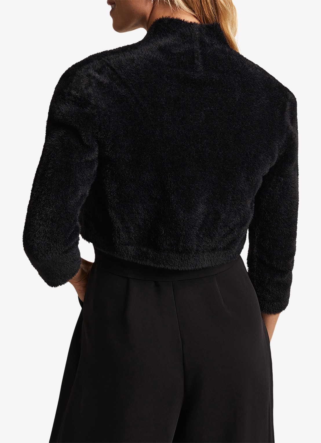 Phase Eight Fay Fluffy bolero met driekwart mouw - achterkant zwart