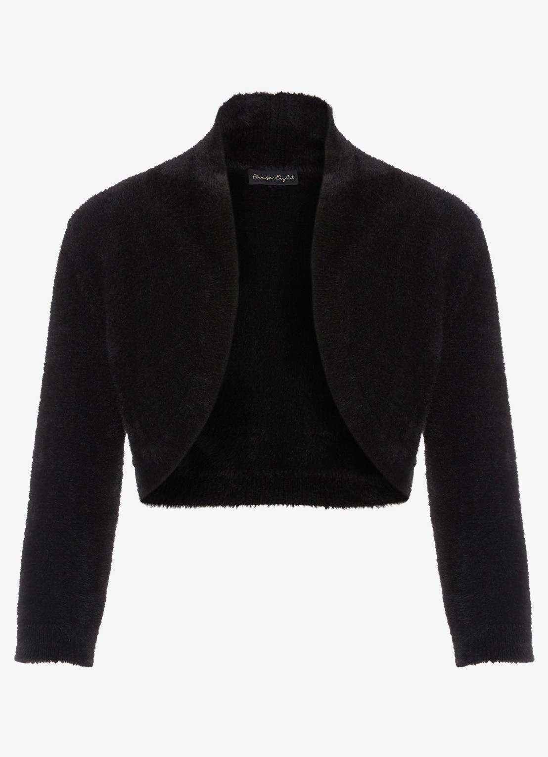 Phase Eight Fay Fluffy bolero met driekwart mouw - voorkant 2 zwart