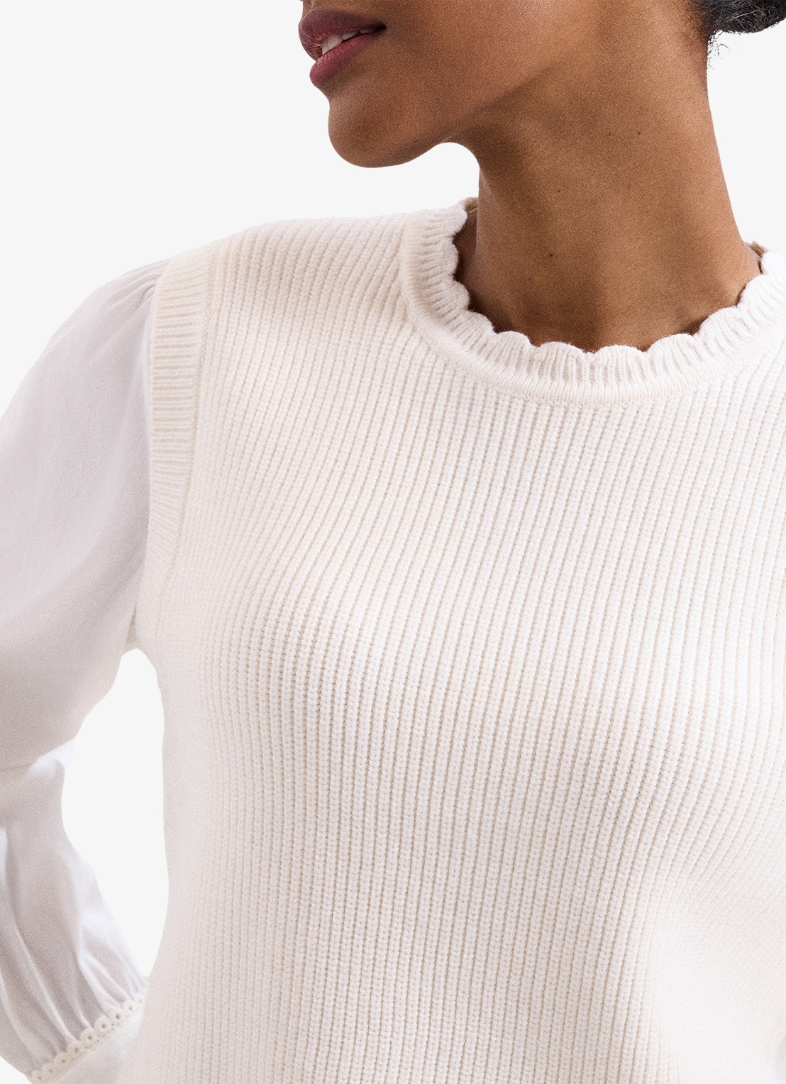Phase Eight Fleur spencer met gebreid top en pofmouw - detail 5 gebroken wit