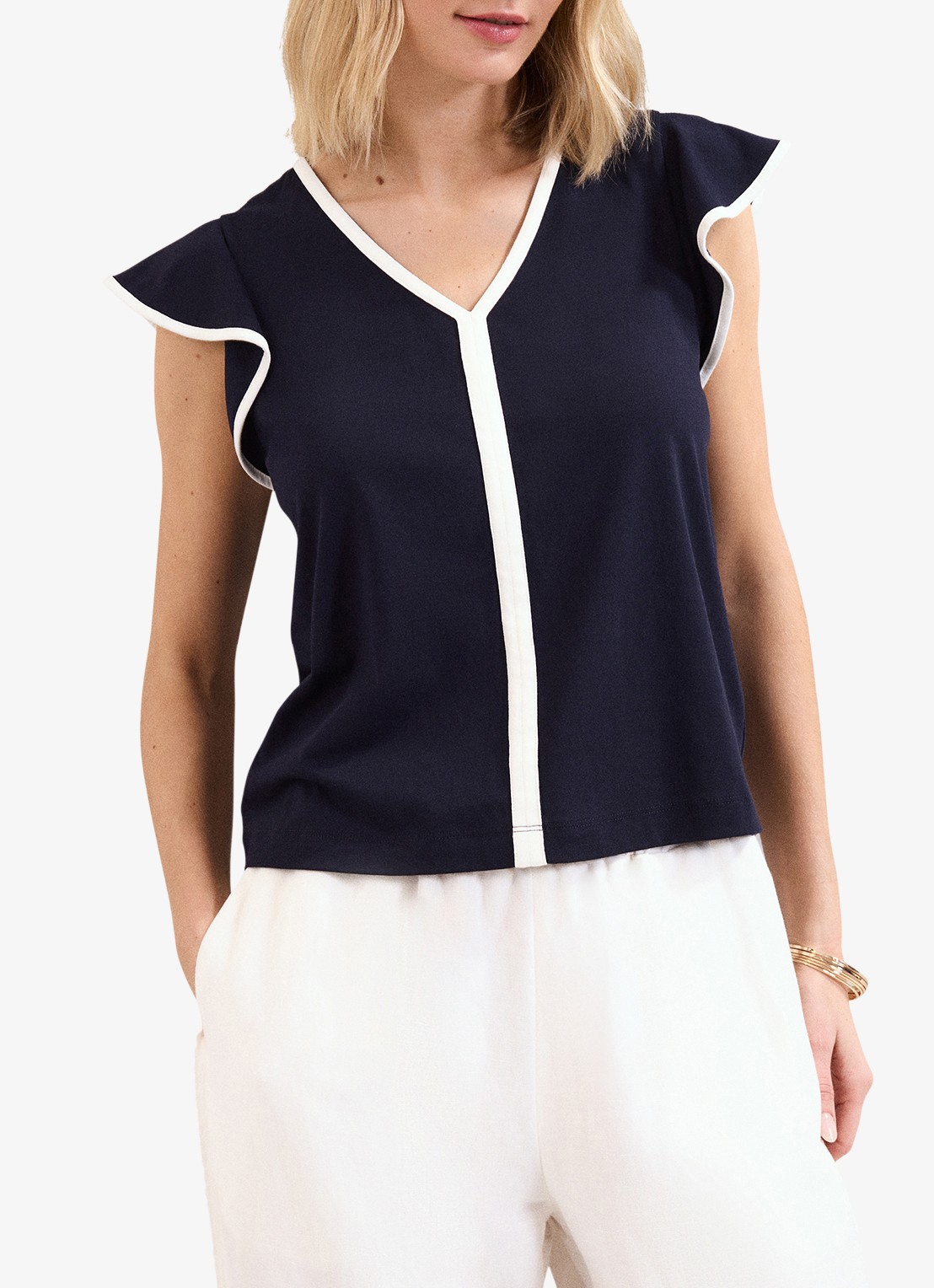 Phase Eight Fleur top van katoen - detail 2 donkerblauw