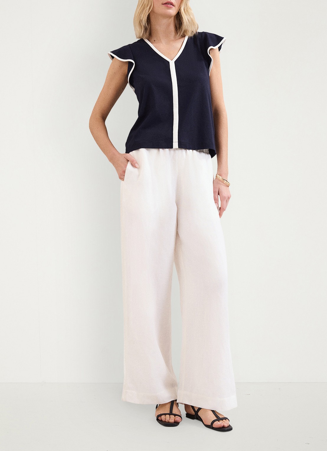 Phase Eight Fleur top van katoen - voorkant 7 donkerblauw