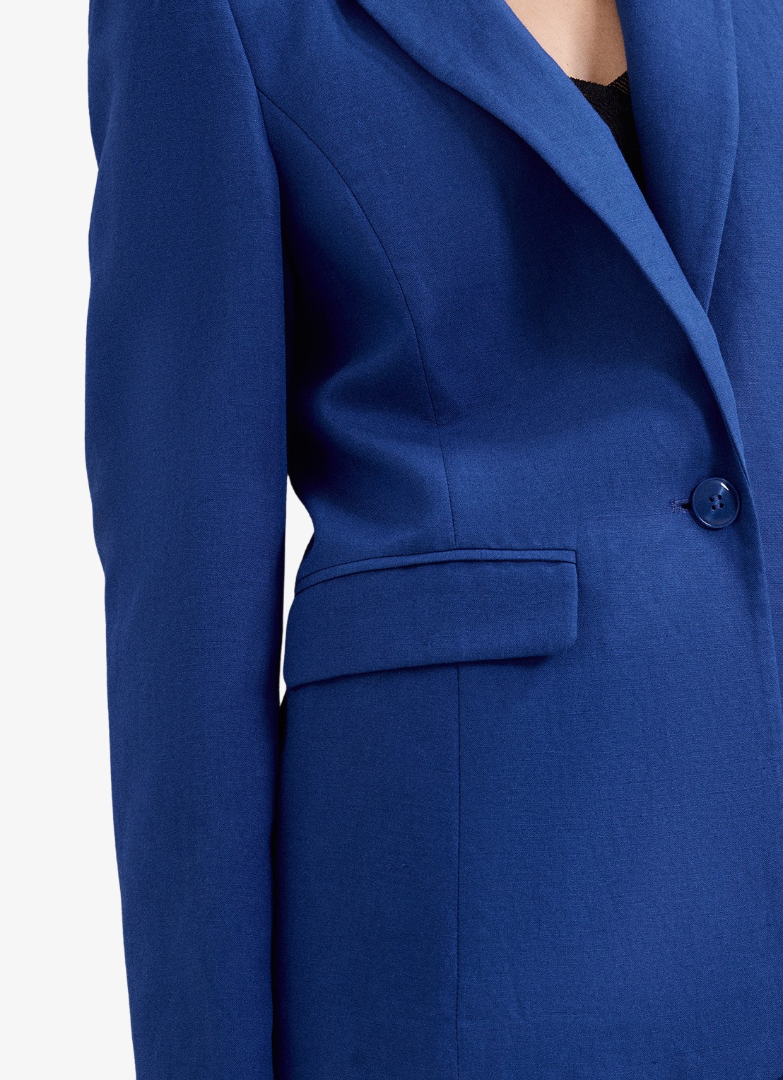 Phase Eight Floette blazer in linnenblend - detail 5 kobaltblauw
