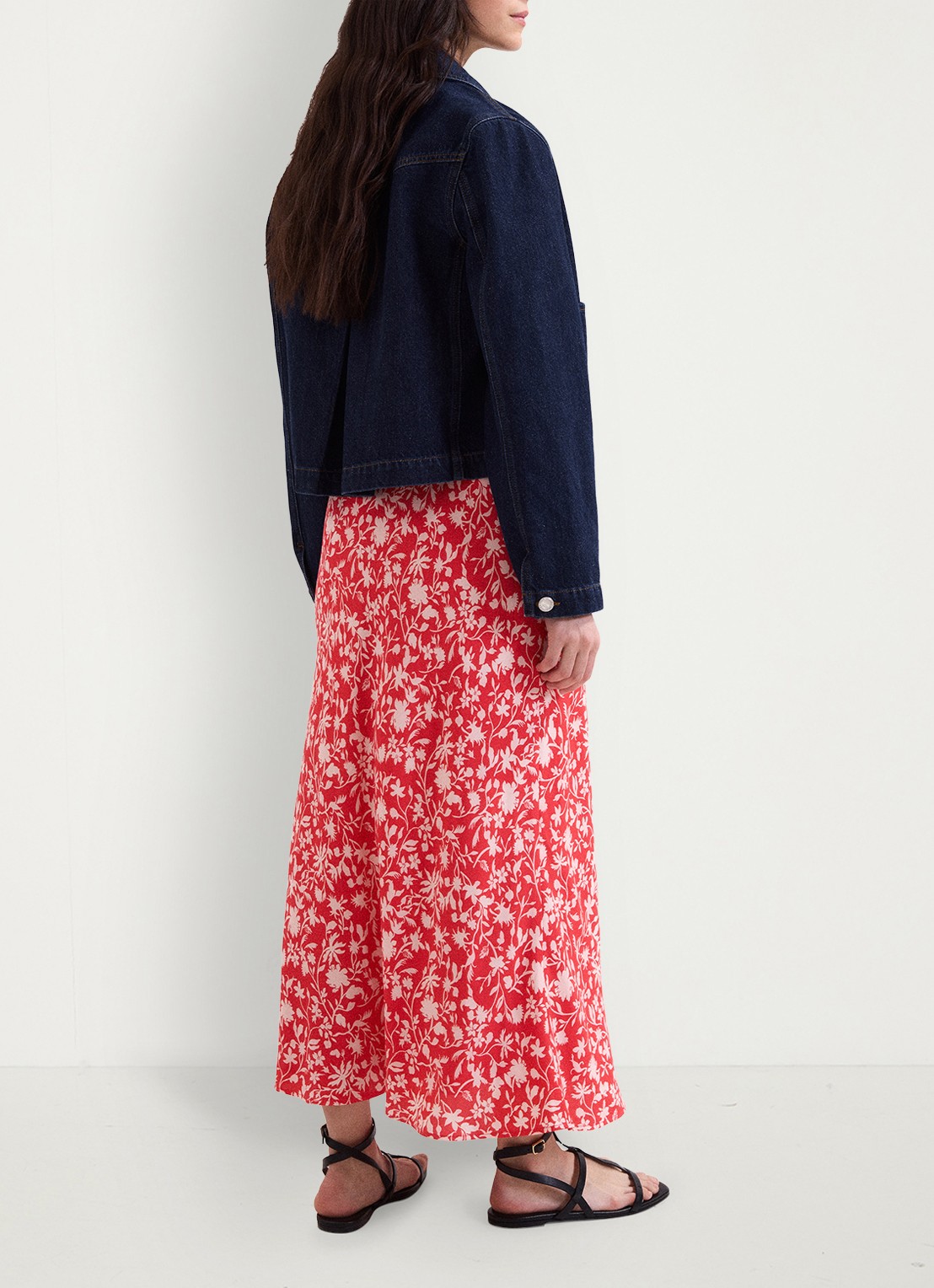 Phase Eight Floral midi rok met bloemenprint - achterkant rood