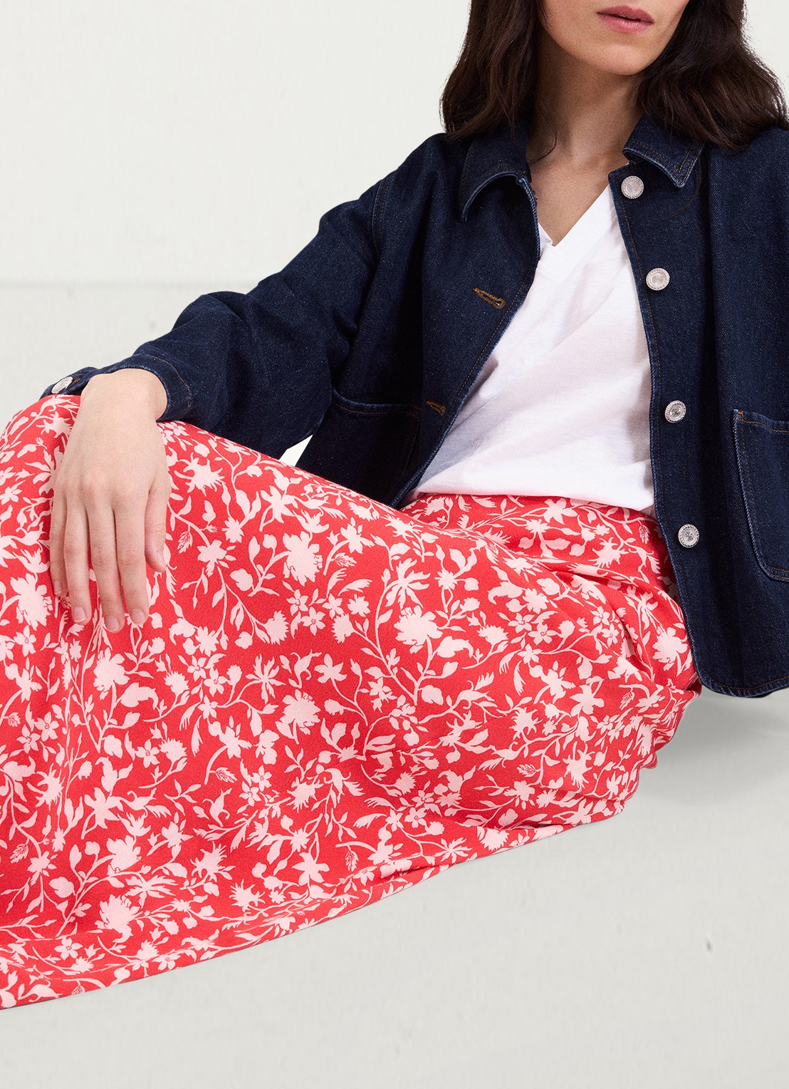 Phase Eight Floral midi rok met bloemenprint - detail 6 rood
