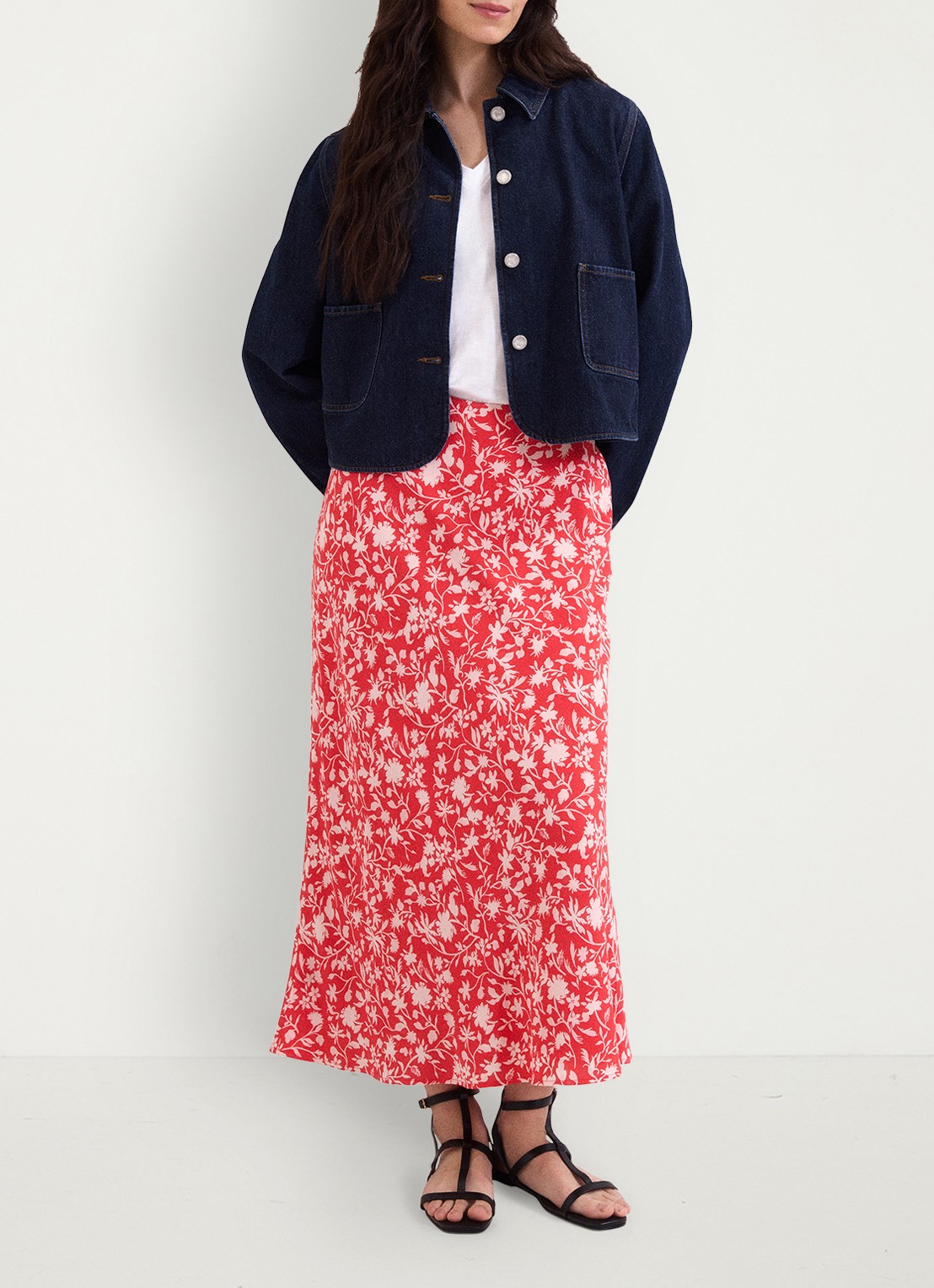 Phase Eight Floral midi rok met bloemenprint - voorkant 3 rood