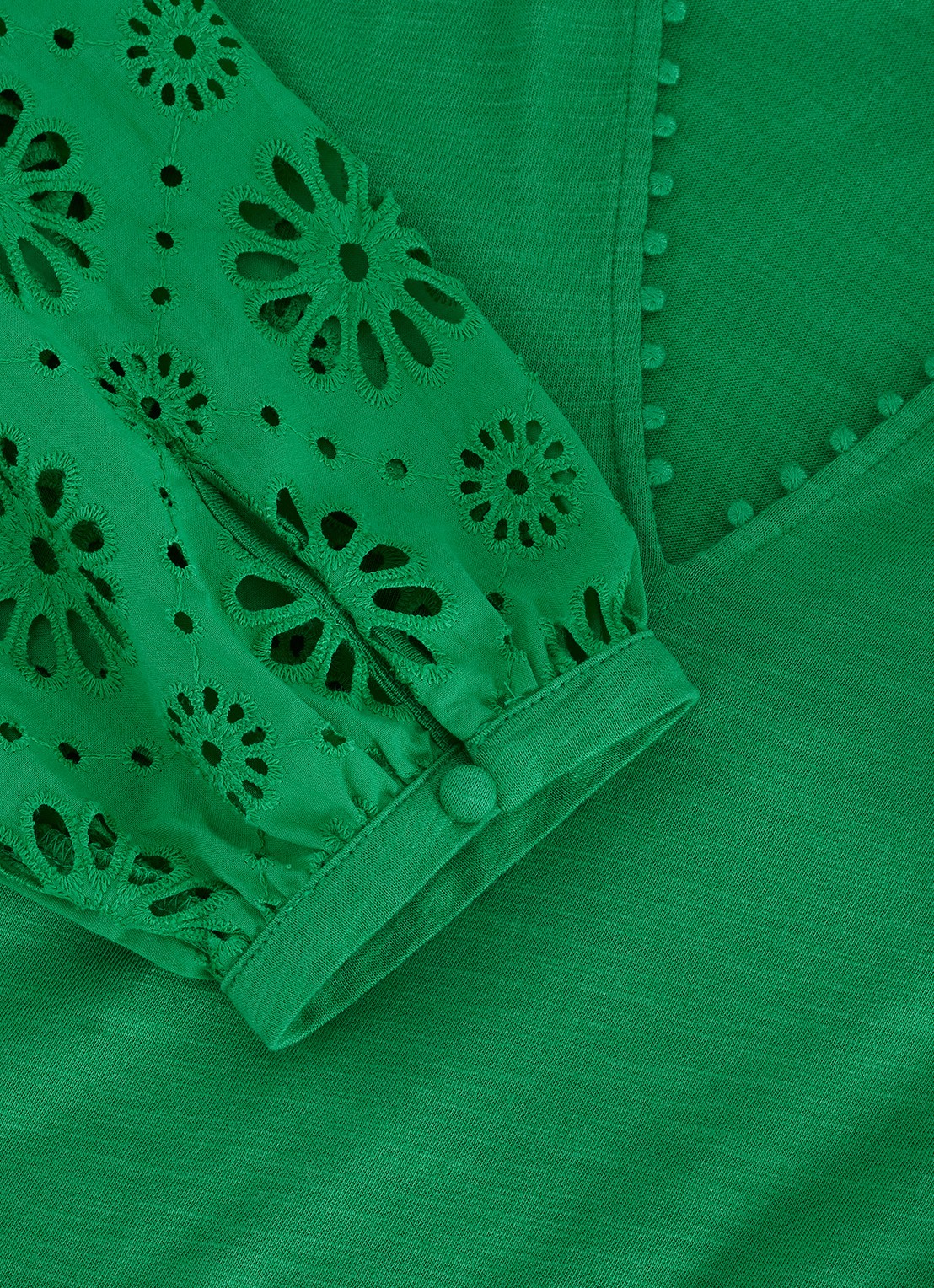Phase Eight Florie mini jurk met strikceintuur en opengewerkt dessin - detail 4 green