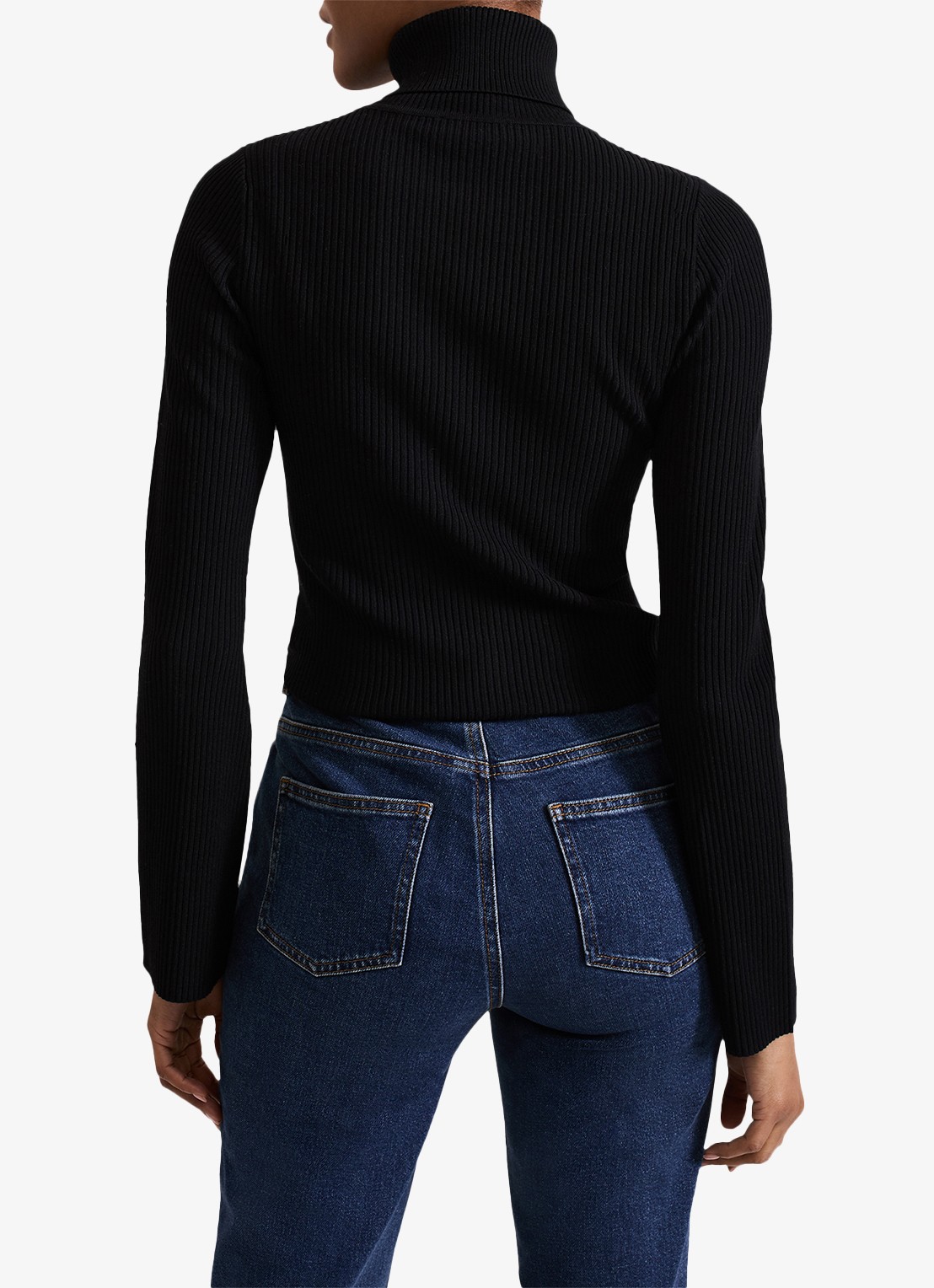 Phase Eight Fran ribgebreide coltrui met stretch - achterkant 3 zwart